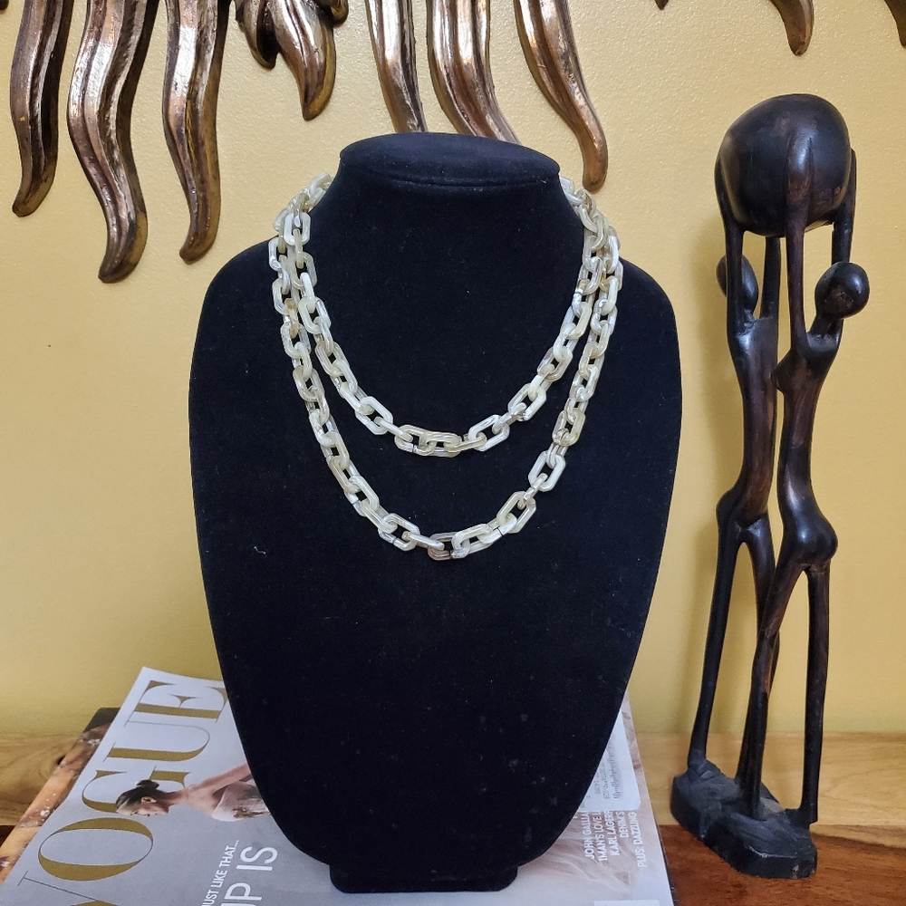 40" Cream Tone Lucite Link Necklace